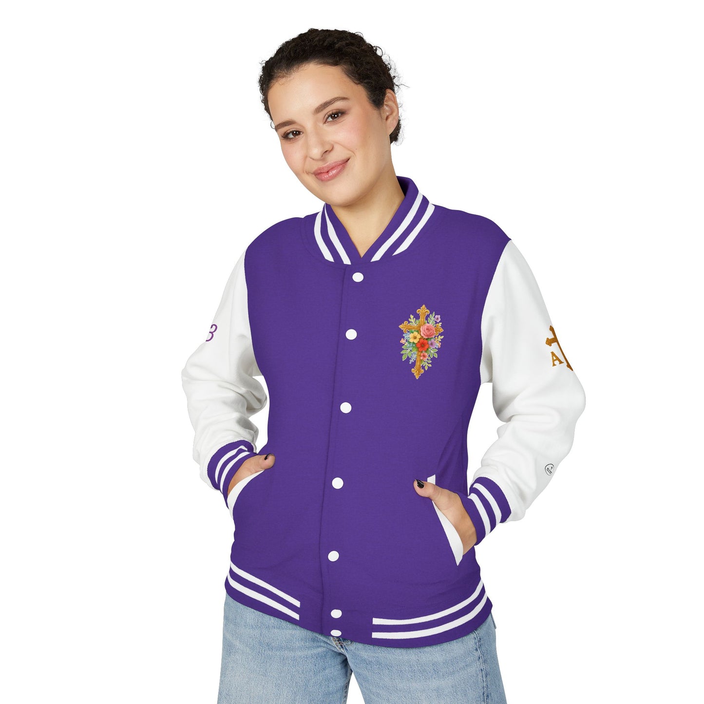 Victory in Christ Women’s Letterman Jacket – Grace in Triumph
