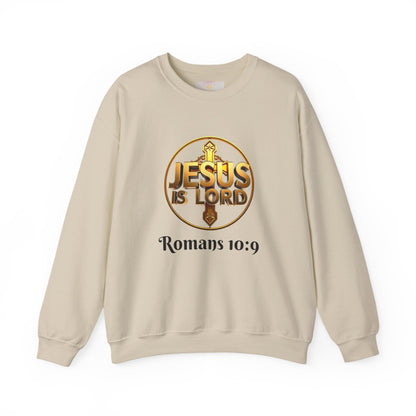 Romans 10:9 Christian Sweater – Jesus Is Lord & He Is Risen (Dark Lettering)