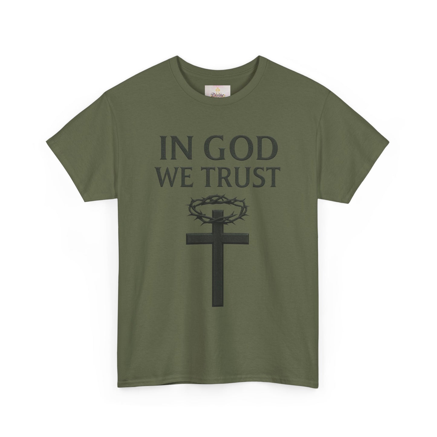 In God We Trust – Men’s Christian Tee with Cross & Crown of Thorns
