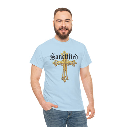 Sanctified Men's Gothic Cross T-Shirt – Faith in Bold Elegance