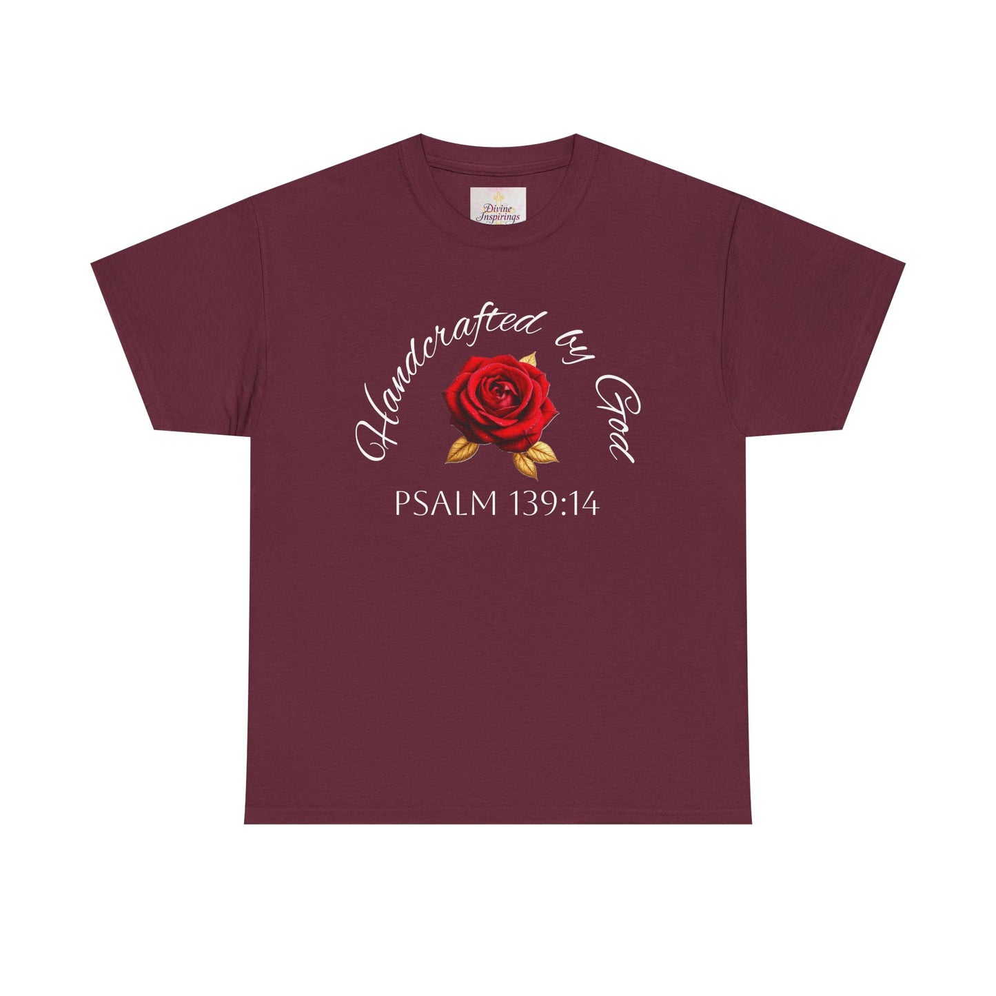 Handcrafted by God (Rose) - Woman's Christian T-Shirt (White Lettering)