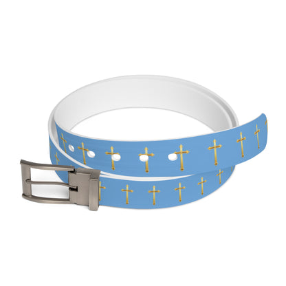 Light Belt in Blue – Gold Cross Pattern