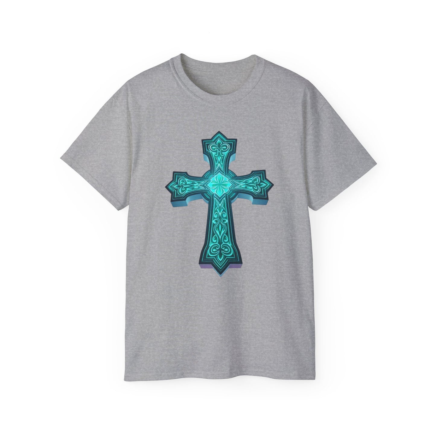 Men’s Beacon of Faith Tee – Luminous Cross Christian T-Shirt