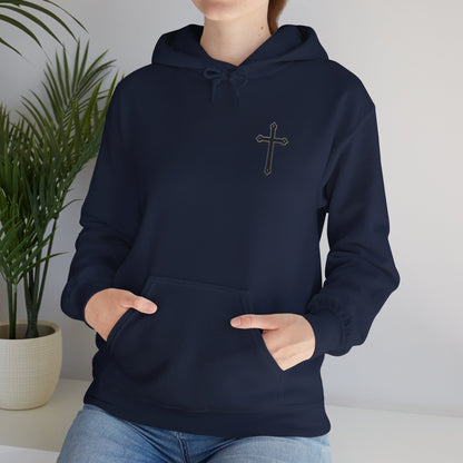 Warrior’s Black Cross Women’s Hoodie – Front & Back Christian Apparel | Ephesians 6:11