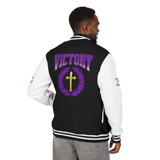 Victory in Christ Men’s Letterman Jacket – Sealed in Faith
