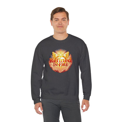 Men’s “Refined in Fire” Christian Sweatshirt – Bold Flame Design Pullover