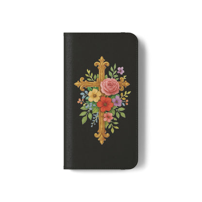Floral Cross Wallet (black) Case for iPhone – Faith in Bloom