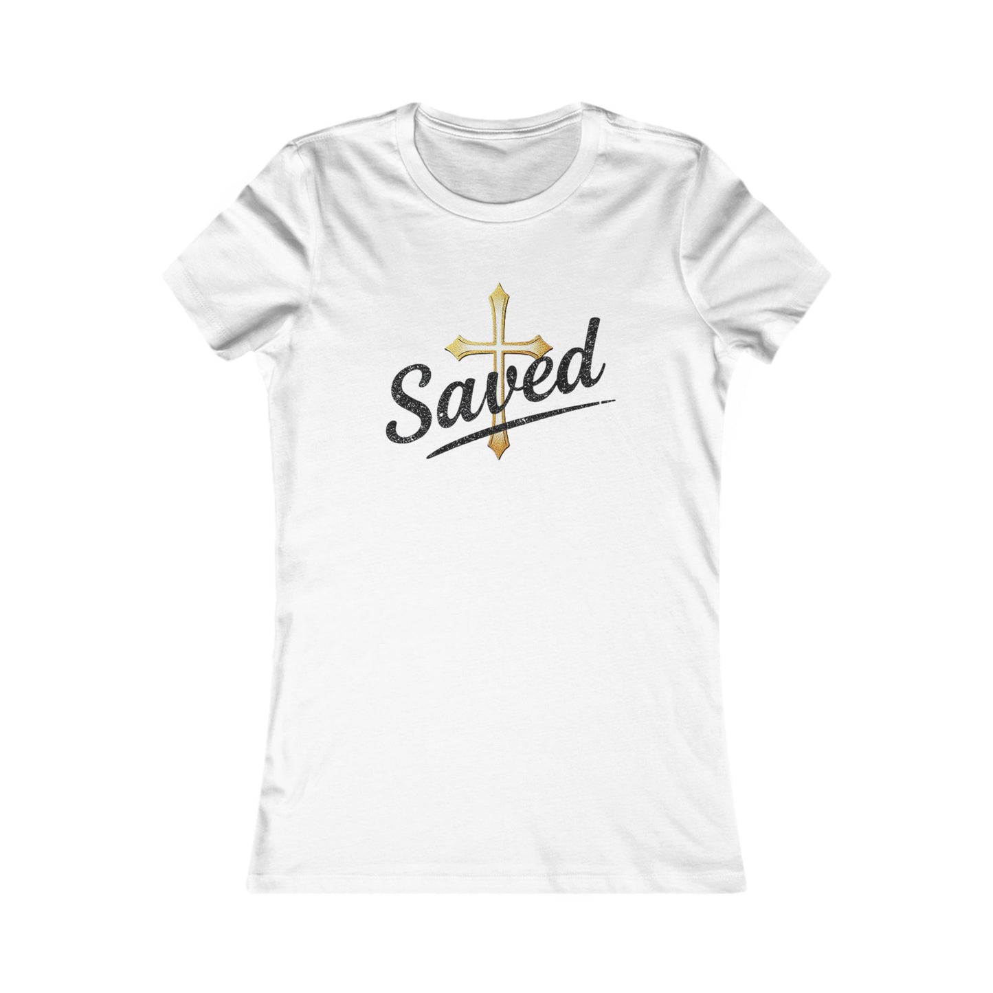 Saved Women’s Favorite Tee – Christian Faith Shirt with Cross Design