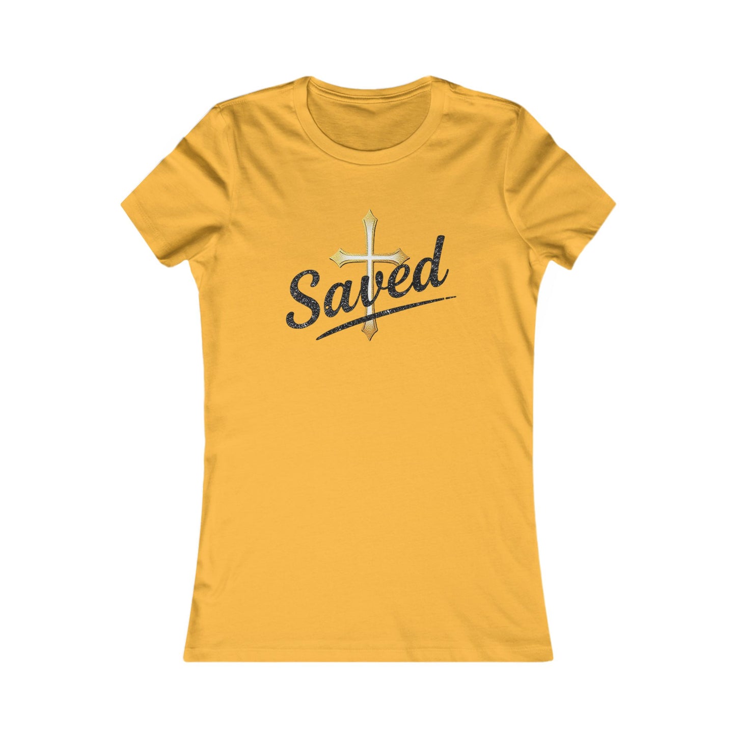 Saved Women’s Favorite Tee – Christian Faith Shirt with Cross Design