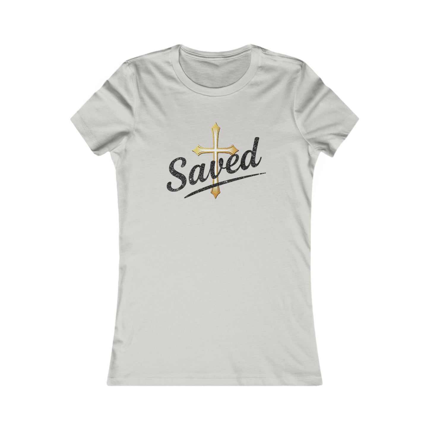 Saved Women’s Favorite Tee – Christian Faith Shirt with Cross Design