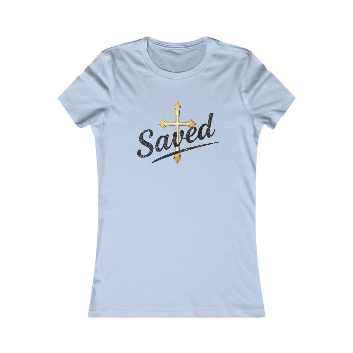 Saved Women’s Favorite Tee – Christian Faith Shirt with Cross Design