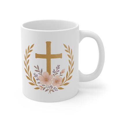 Golden Cross & Laurel Faith Mug – Victory in Christ