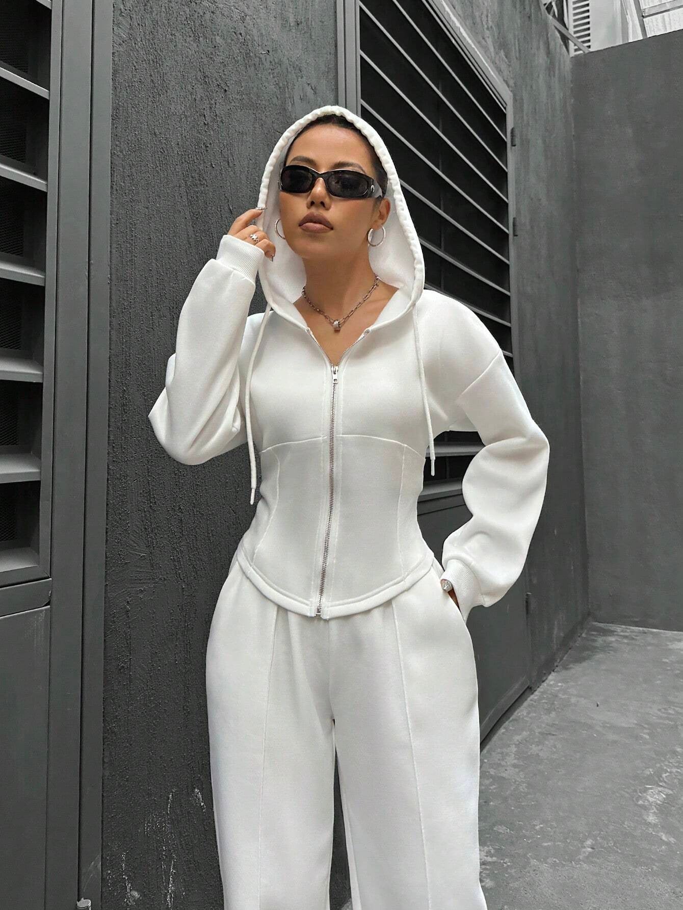 Joyous Peace Hooded Cardigan Slim Fit Set
