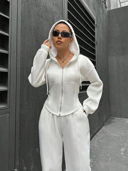Joyous Peace Hooded Cardigan Slim Fit Set