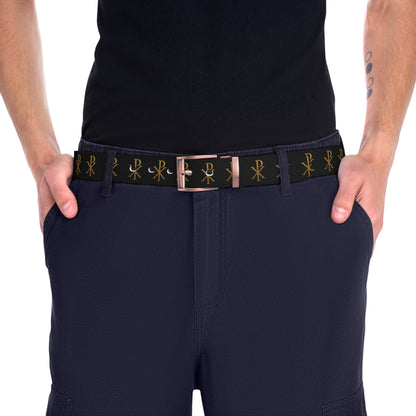 Symbol of Victory Belt – Gold Chi Rho Pattern