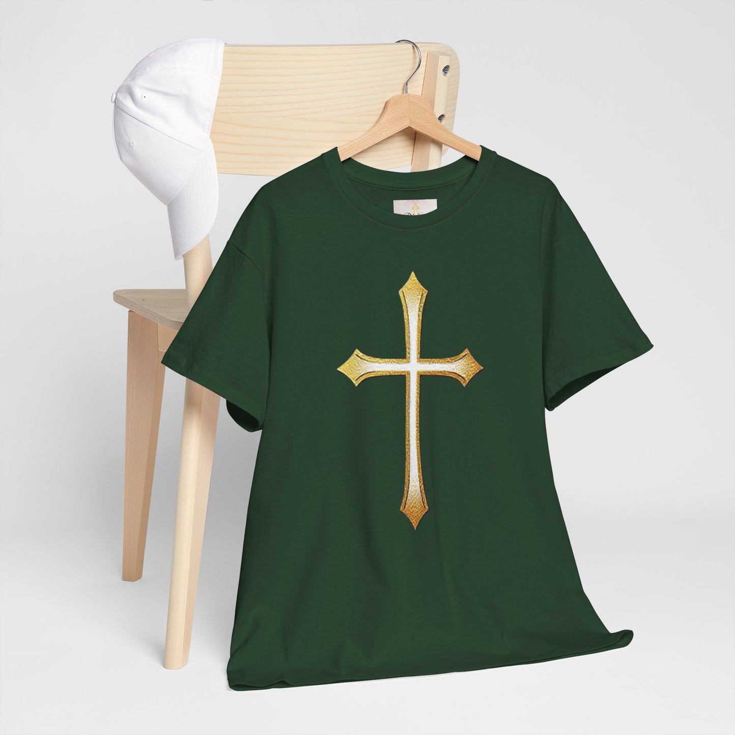 Men’s Gold Cross Tee – Christian Faith-Inspired Apparel