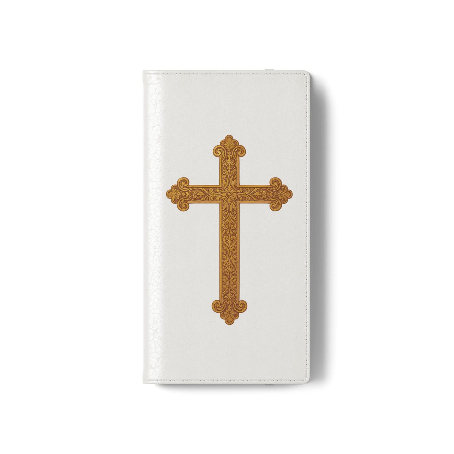 White with Gold Cross & 1 Corinthians 1:18 - Samsung Flip/Wallet Phone Case