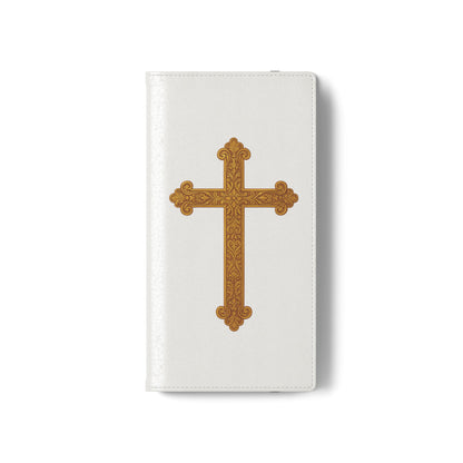White with Gold Cross & 1 Corinthians 1:18 - Samsung Flip/Wallet Phone Case