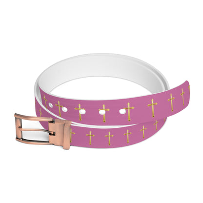 Crown of Light Belt in Pink – Gold Cross Pattern