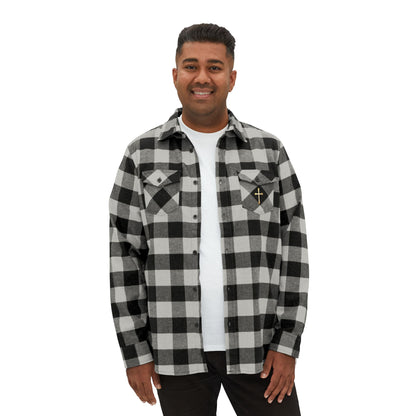 Faithful Threads – Men’s Classic Flannel Shirt with Gold Cross