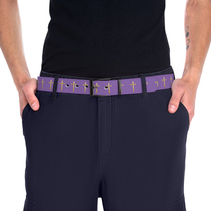 Crown of Light Belt in Mauve – Gold Cross Pattern