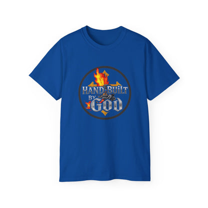 Men’s “Hand Built By God” Christian T-Shirt – Faith-Inspired Statement Tee