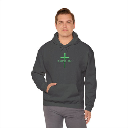 In God We Trust – Men’s Christian Hoodie (Green Design)
