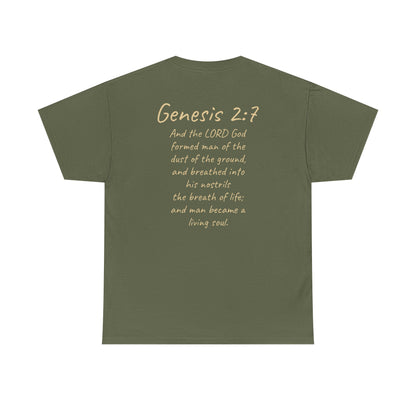 Formed from the Dust | Men’s Christian T-Shirt with Genesis 2:7 (Light Lettering)