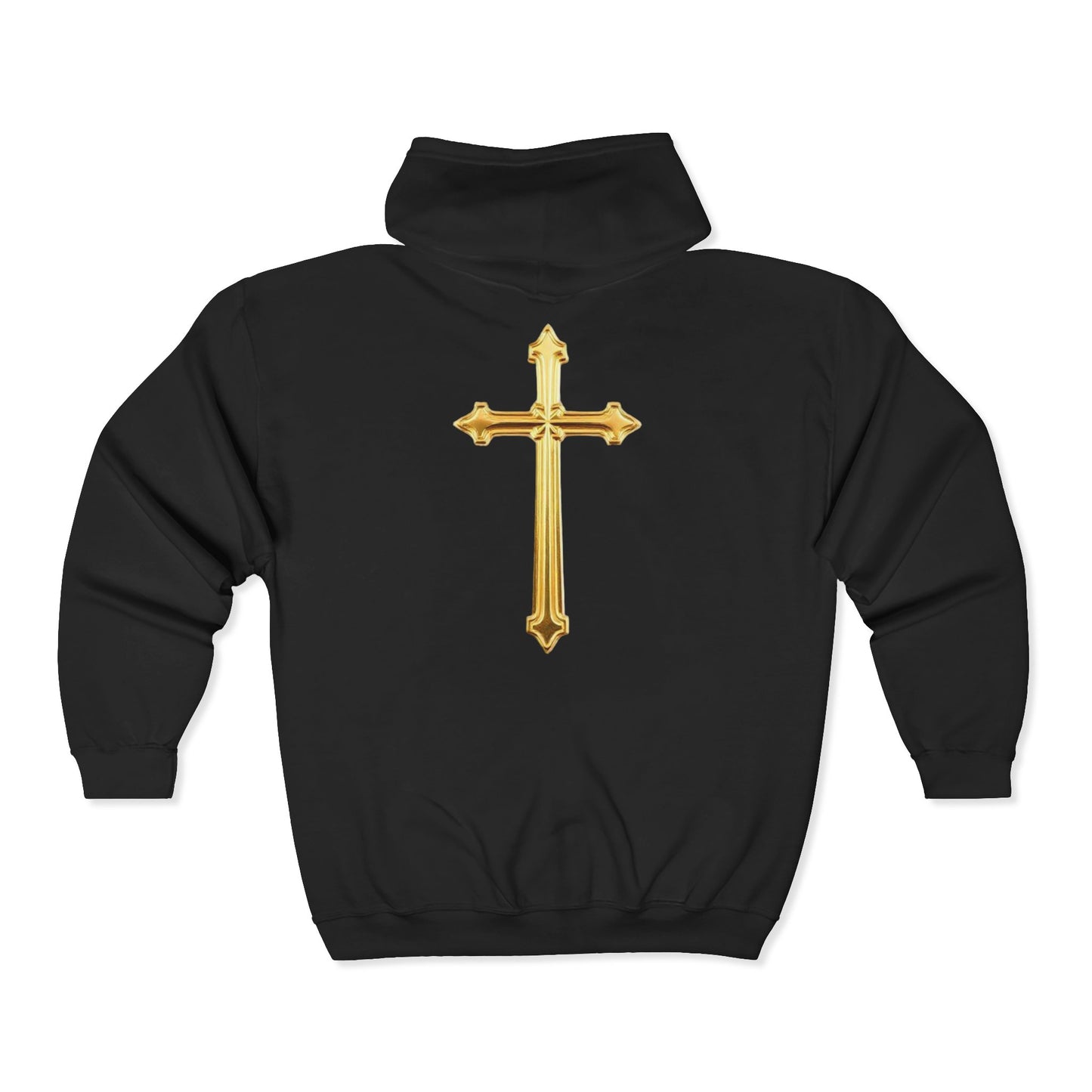 Golden Grace Women's Zip-Up Hoodie with Gold Cross Design