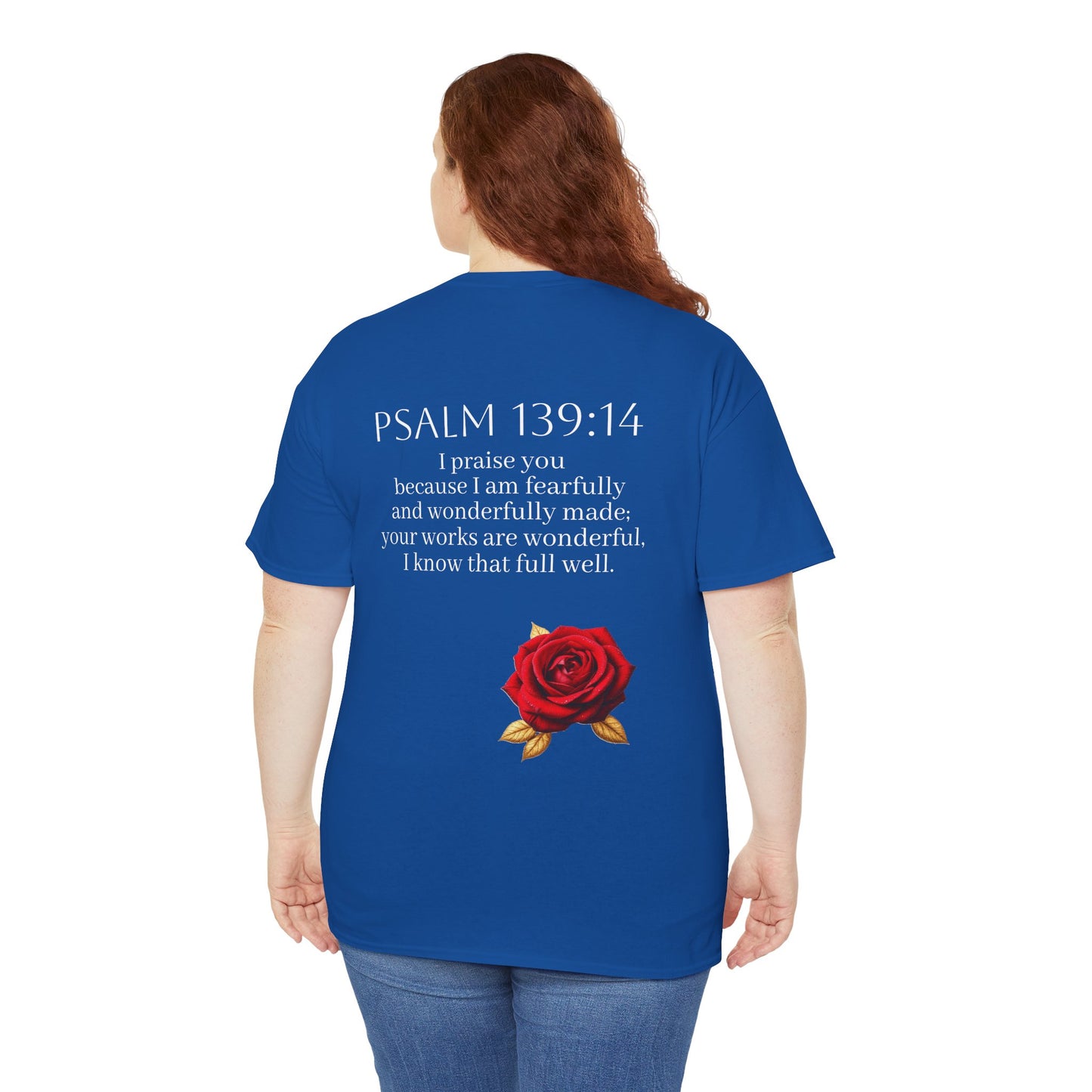 Handcrafted by God (Rose) - Woman's Christian T-Shirt (White Lettering)