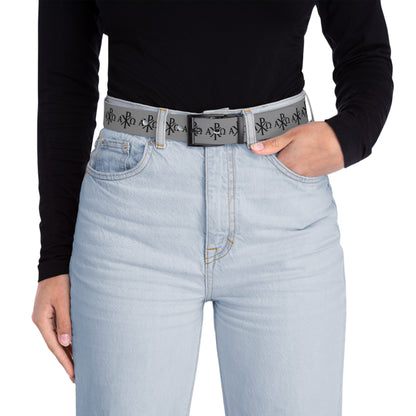 Eternal Order Belt in Grey – Black Chi Rho with Alpha & Omega