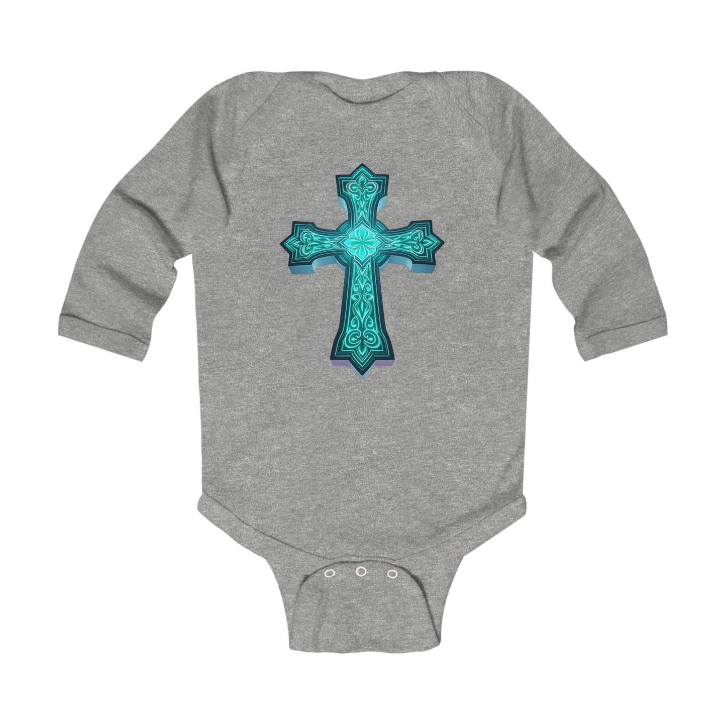 Radiant Light – Infant Long Sleeve Onesie with Cross