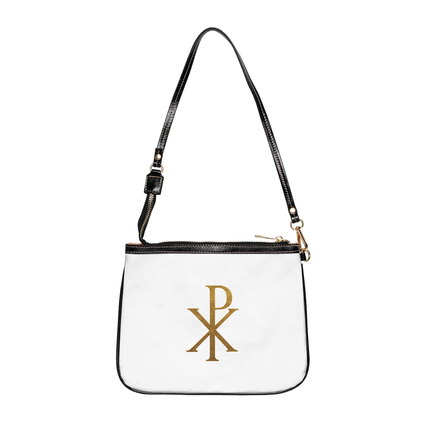 Divine Elegance Purse – Gold Chi Rho on White