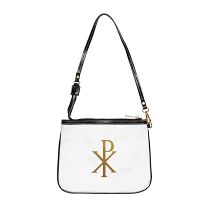 Divine Elegance Purse – Gold Chi Rho on White