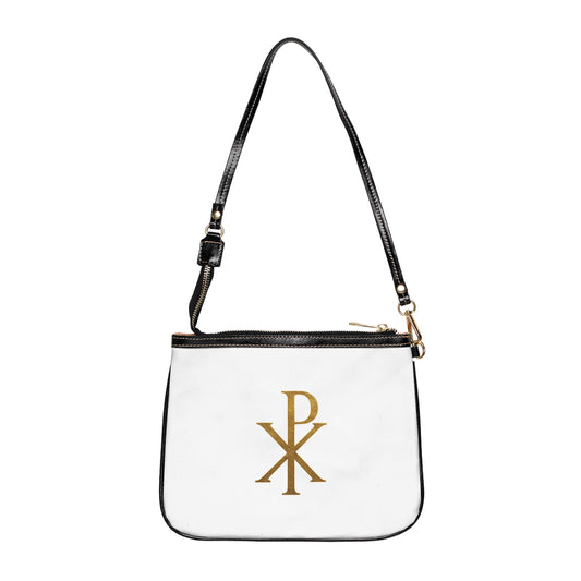 Divine Elegance Purse – Gold Chi Rho on White