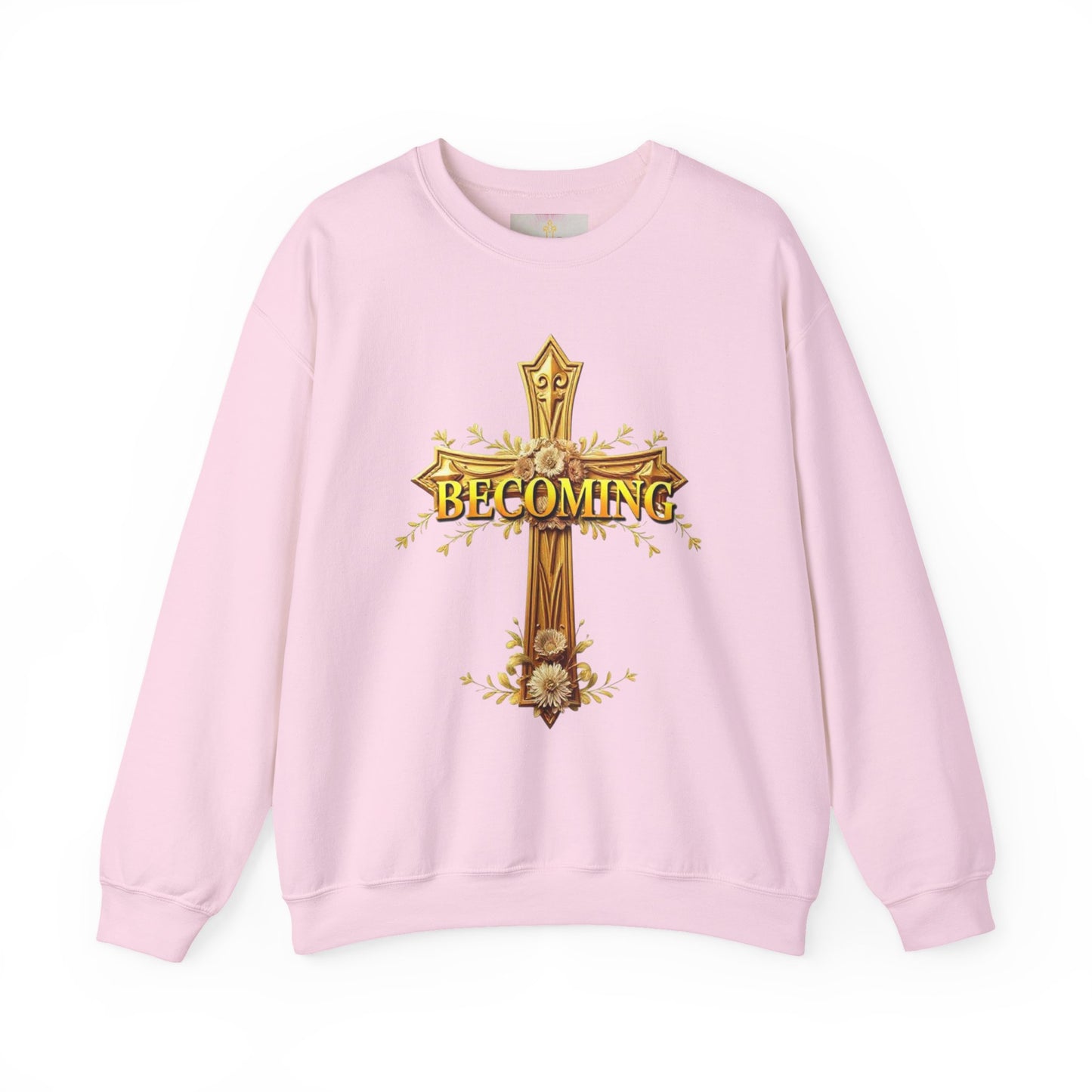 Becoming Women’s Faith Sweatshirt – Dark Lettering (1 Corinthians 15:49)