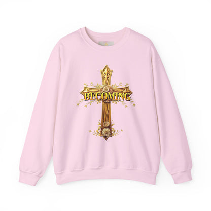 Becoming Women’s Faith Sweatshirt – Dark Lettering (1 Corinthians 15:49)