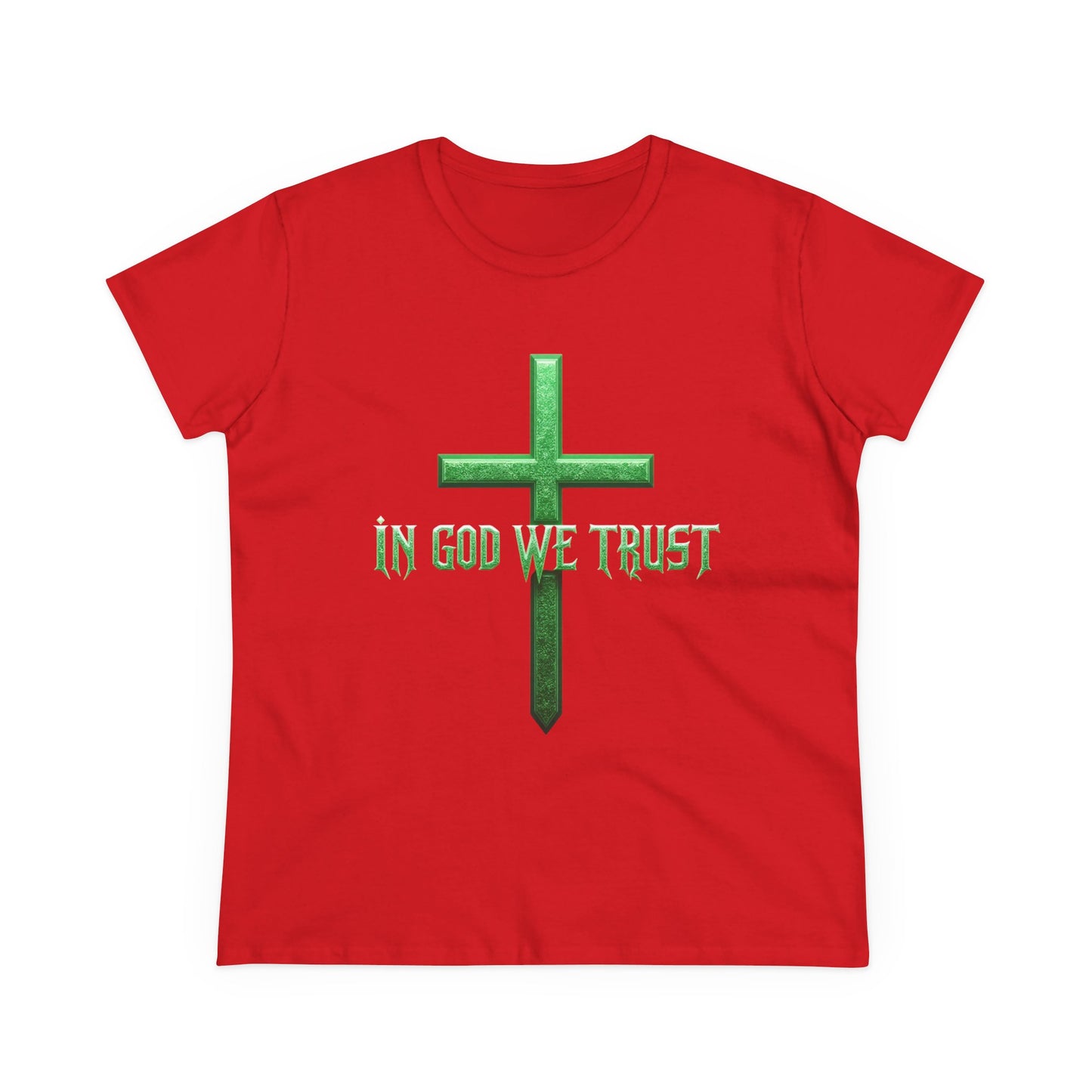 Faith Anchored – “In God We Trust” Women’s Christian Tee with Cross
