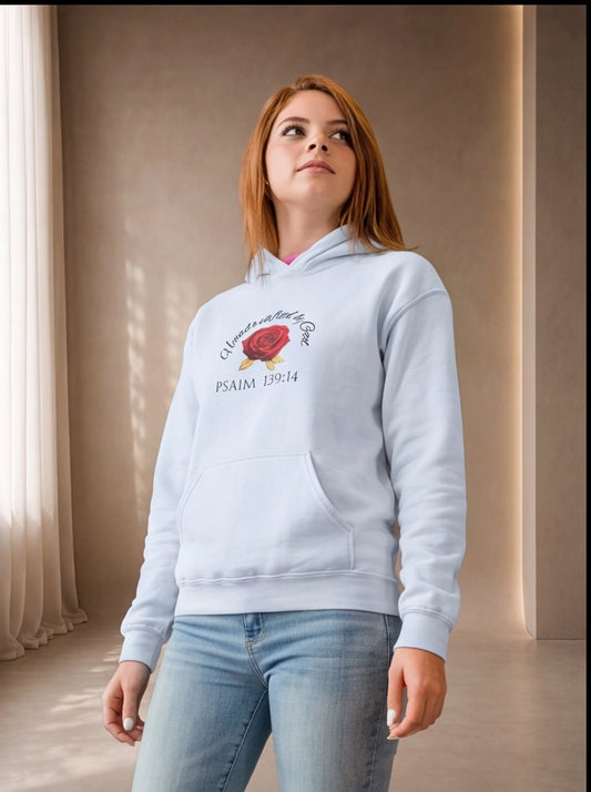 Handcrafted by God (Rose) - Women's Hoodie (Dark Lettering)
