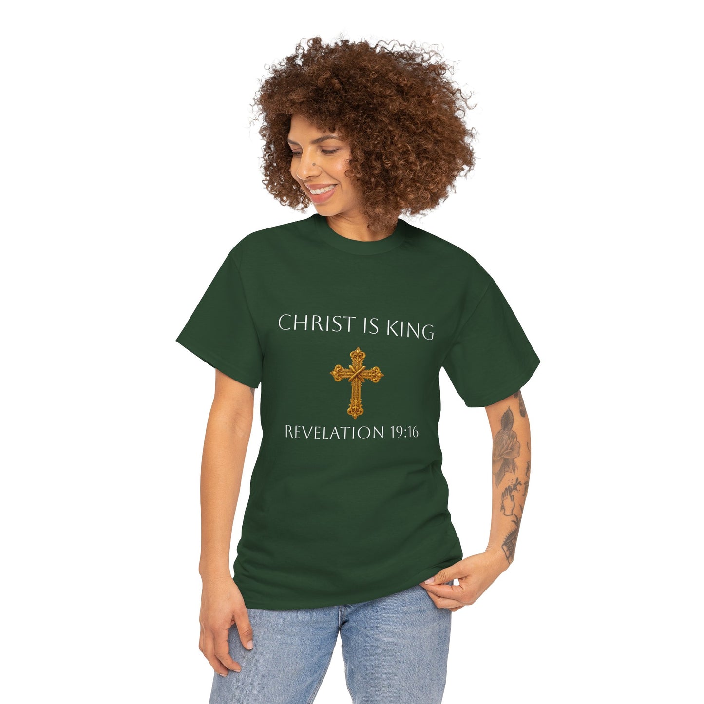 Christ is King Women’s Christian Tee (White Lettering)