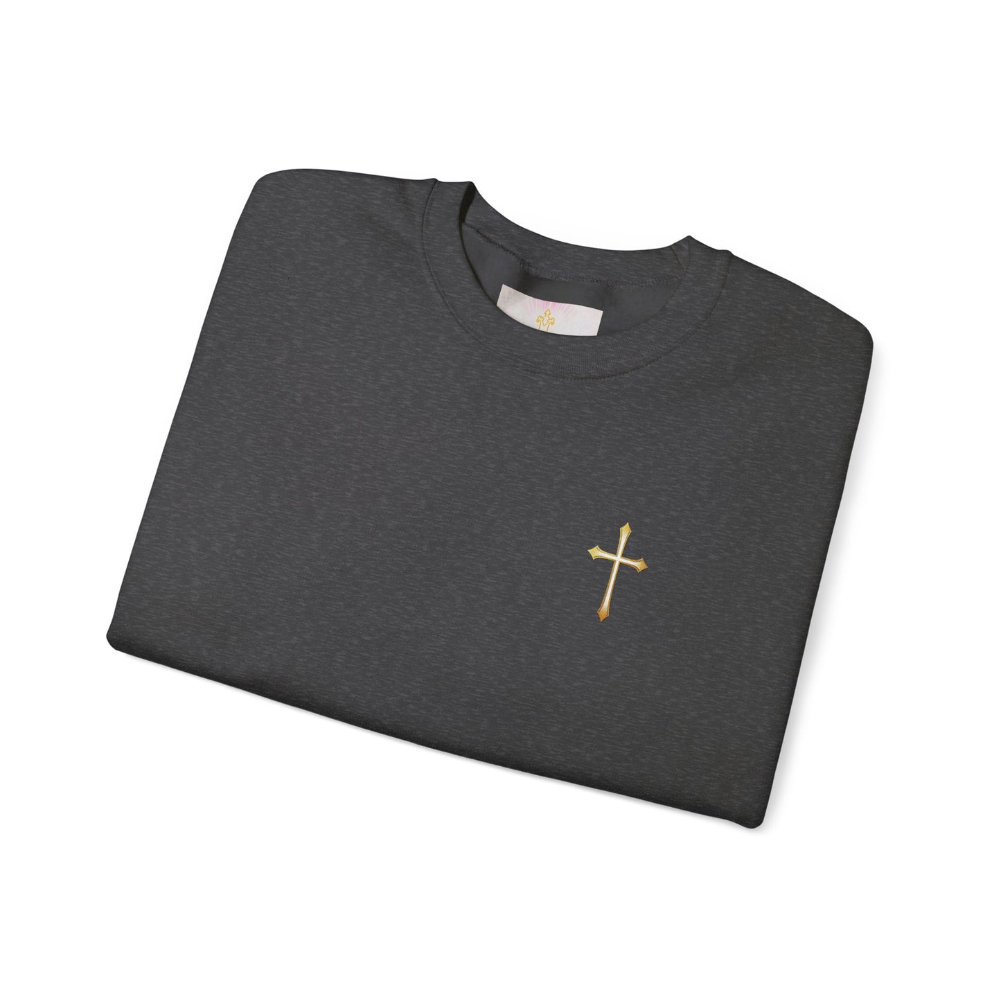 Men’s Elegance w/ Gold Cross Sweatshirt – Subtle Christian Faith Apparel