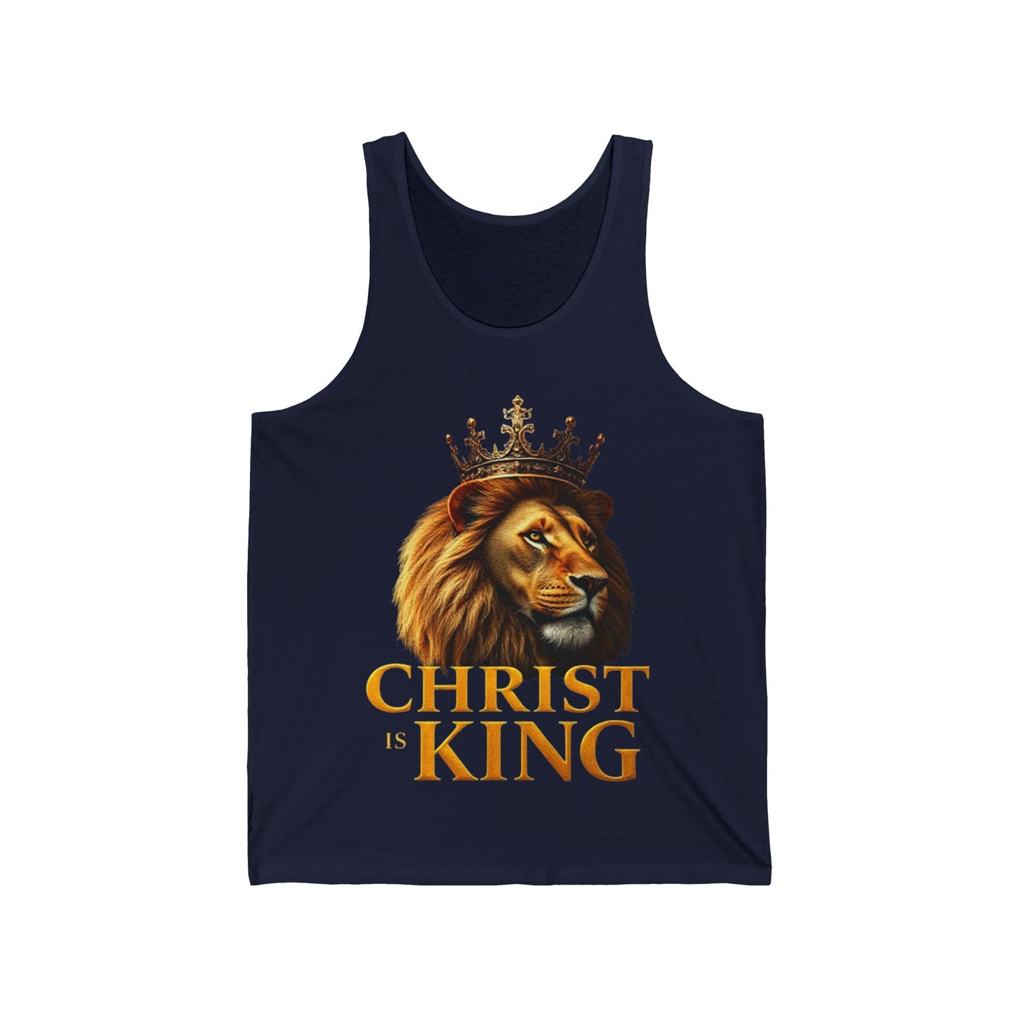 Christ is King – Men’s Christian Tank Top with Lion & Cross Design