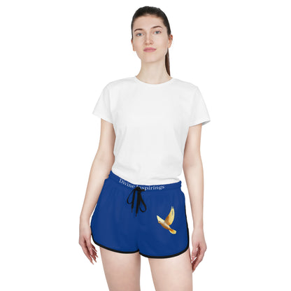 Peaceful Spirit Women's Shorts in Blue with Dove in Flight Design