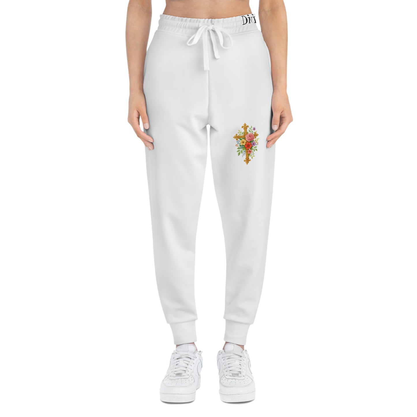 Blooming Faith Women's Jogging Pants with Floral Cross Design