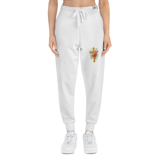 Blooming Faith Women's Jogging Pants with Floral Cross Design