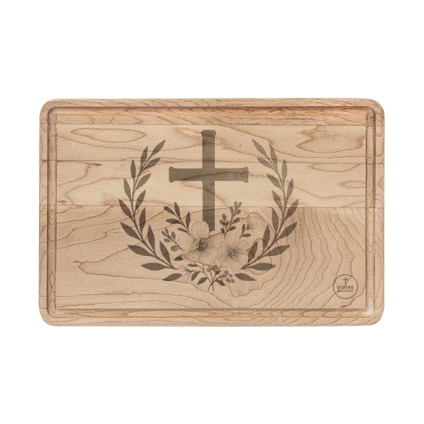 Triumphant Cross — Laurel & Floral Cutting Board
