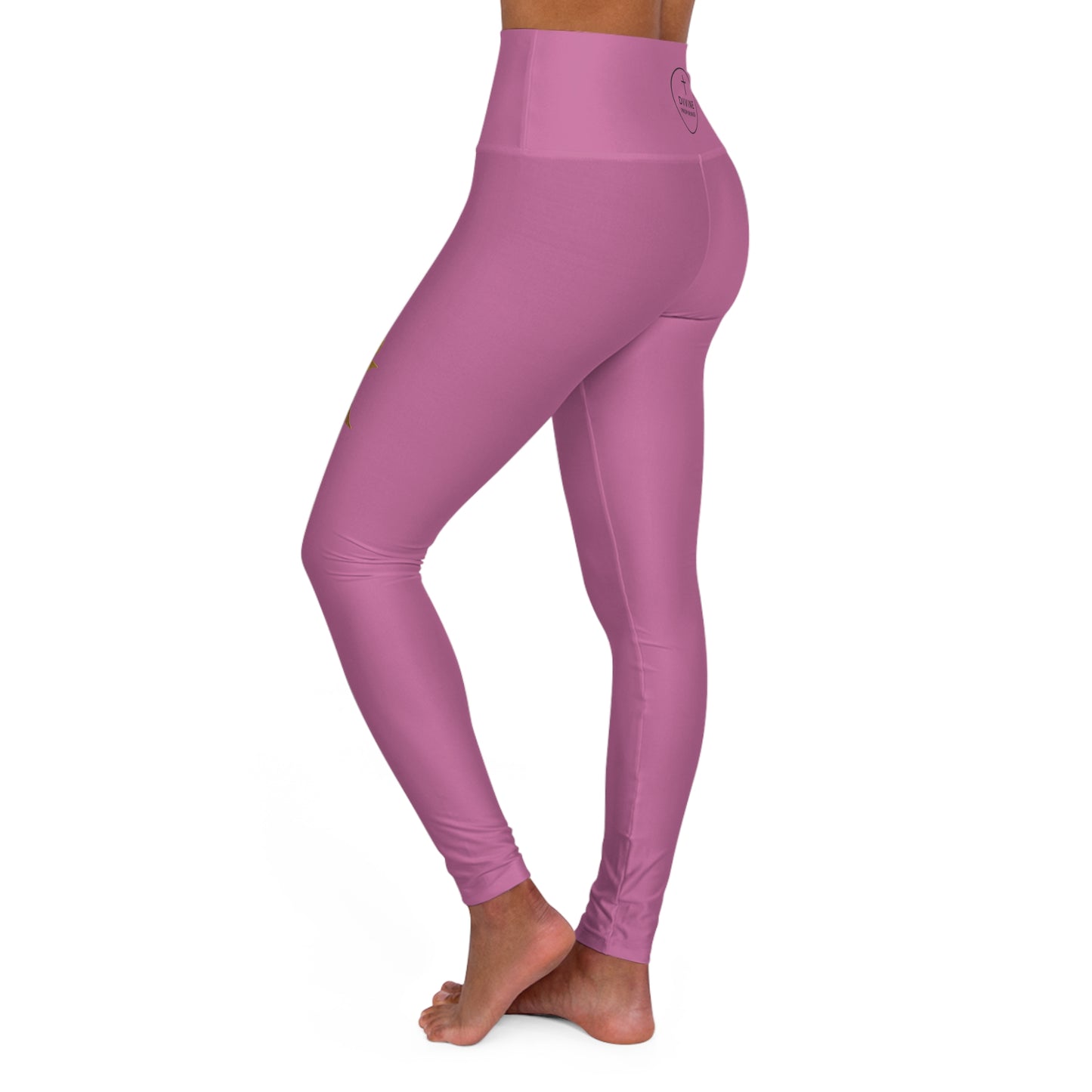 Chi Rho Women’s High-Waisted Yoga Leggings in Pink – Strength and Victory in Christ