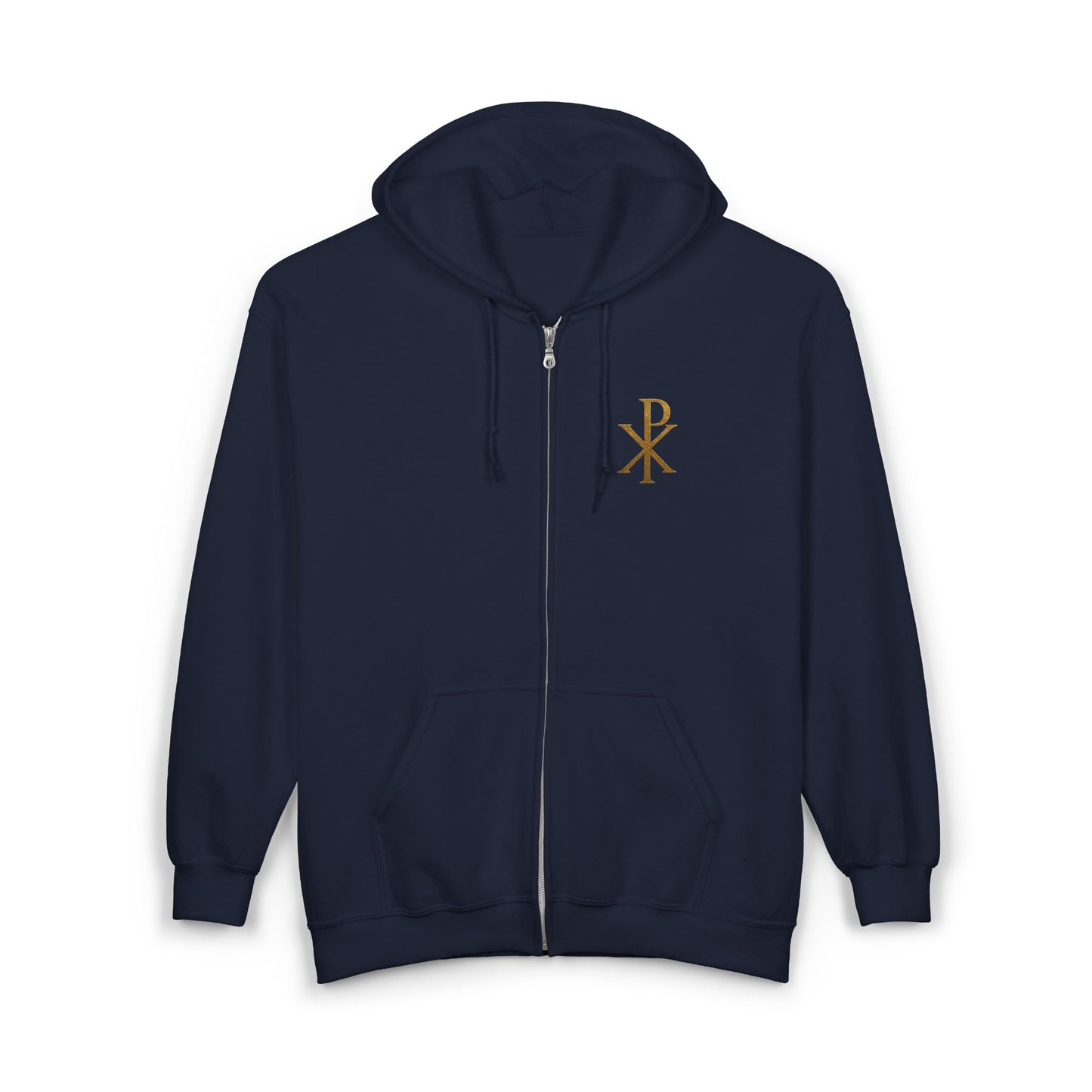 Men’s Chi Rho Zip-Up Hoodie – Comfortable Faith-Inspired Style