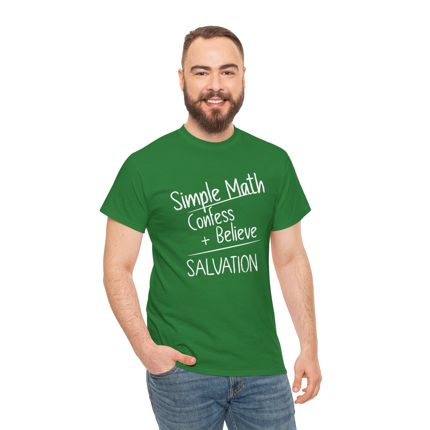 Simple Math of Salvation Men’s T-Shirt – Bold Faith (White Chalk)