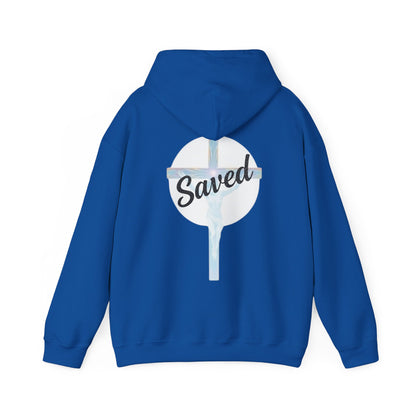 Saved in Christ – Men’s Faith Hoodie with Cross Design